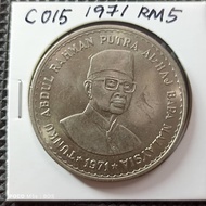 1971 Malaysia Bapa Merdeka 5 Ringgit Old Coin Duit Syiling Lama C015