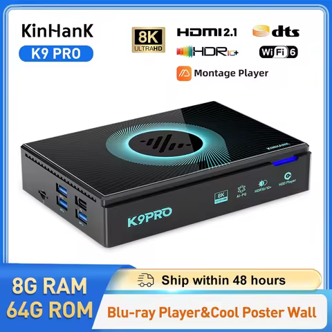 K9 Pro Streaming 8K Blu Ray Player Android TV Box with Montage Player HDD Player HDR10+ RK3588S Wifi