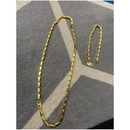 NECKLACE + BRACELET ADULTWanita 24K GOLD NECKLACE ANTI-RUST PADI GOLD NECKLACE