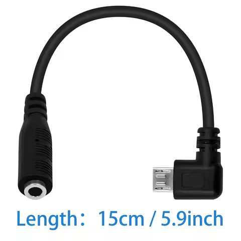 3.5mm 4 Pole Female To Micro USB Male Angle Angled Adapter Active Clip Mic Microphone Cable Converte