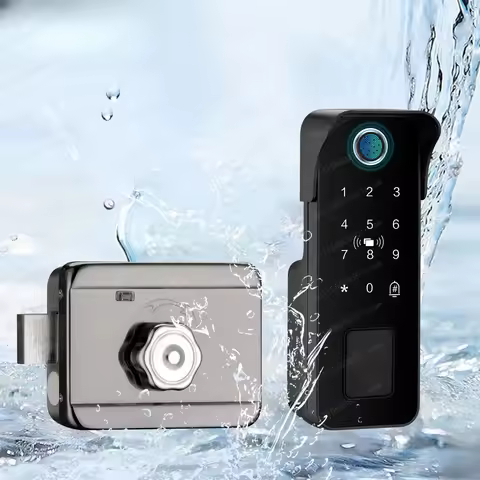 Waterproof smart lock tongue lock fingerprint entrance Tuya application control anti-pry alarm secur