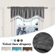 Valance Velvet Rod Pocket Window Curtain for Bedroom Decor Short Panel Drapes UK