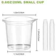 0.6oz/20ml Disposable Mini Jello Shots CupsTiny Clear Plastic Sample Cups for Tequila Alcohol Tastin