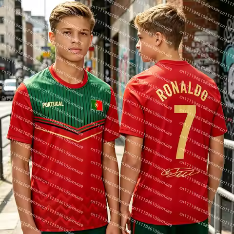 Summer Children's And Men's Portugal NO.7 Soccer CR.7 Quick-drying T-shirt All Size Short Sleeve O-n