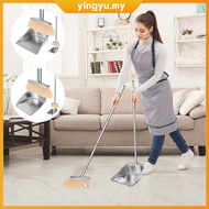 Broom and Dustpan Set Stainless Steel Upright Broom Dustpans with Long Handle Heavy Duty Dustpan Bro