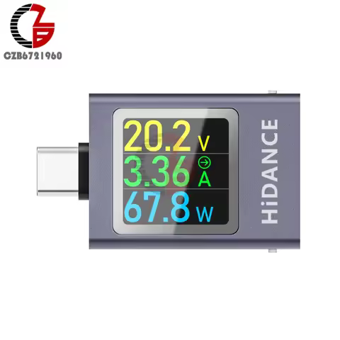 DC 4.5-50V 0-12A Digital Display Voltmeter Ammeter USB Type-C Charging Tester DC Current Voltage Met