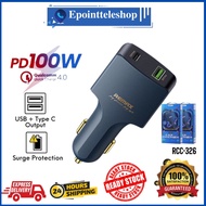 Remax Multi Compatible USB Port Car Charger Adapter 100W PD Car Charger RCC326 QC Car Charger