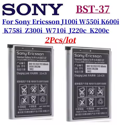 2pcs /lot Original BST-37 Battery For Sony Ericsson J100i W550i K600i K758i Z300i W710i J220c K200c 