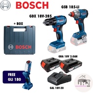 BOSCH COMBO KIT GDX18V-285 + GSB185LI + GLI 180 , GBA 18V 2.0AH , CHARGER GAL 18V-20