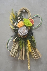 黃綠色系祈福注連繩 無限八字繩結 日式注連繩