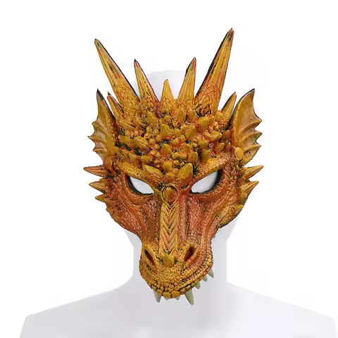 Adult Half Face Mask Colorful 4D Dragon Mask For Unisex Halloween Ghost Masks Costume Cosplay Party 
