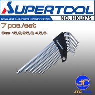 Supertool ชุดประแจหกเหลี่ยมหัวบอลตัวยาว 7ชิ้น รุ่น HKLB7S หลายขนาด - Long Arm Ball-Point Hex Key Wrench 7Pcs. No.HKLB7S