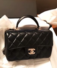 ❌Sold (可預訂) Chanel classic mini cf 20cm handle 迷你 經典 手柄 黑色 羊皮 淡金扣