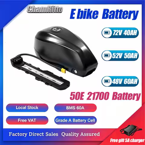Downtube EBike Battery Tank 21700 48V 35Ah 52V 30Ah 60V 40Ah 72V 60Ah EBike Bicycle Escooter Battery