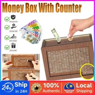 Money Saving Box Wood Money Bank with number on the box Tabung Duit Reusable Money Box Saving Planne