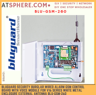 Bluguard Security Burglar Alarm GSM Control Board With Voice Module for V16 V16N White Metal Box Ant