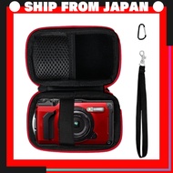 ANGVI Storage Bag for OM SYSTEM/Olympus Tough TG-2/TG-3/TG-4/TG-5/TG-6/TG-7 (Red / Black Zipper)