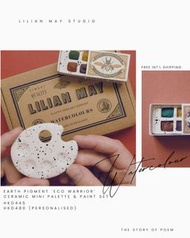 英國代購Lilian May Studio -Earth Pigment 'Eco Warrior' Ceramic Mini Palette & Paint Set 陶瓷迷你調色板和顏料套裝