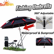 2.6M Big Fishing Umbrella Adjustable Payung Mancing Beach Rainproof Sun Shade Payung Besar Camping P