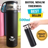 Botol Minum Thermos with Cup Head 500ml dengan Tutup Mug Cangkir Tumbler Tumblr Termos Tremos Kecil