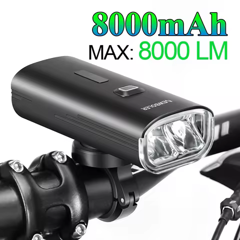 Bicycle Lighting 8000Lumen 8000mAh Bicycle Headlight Power Bank Flashlight Handle C-shaped Charging 