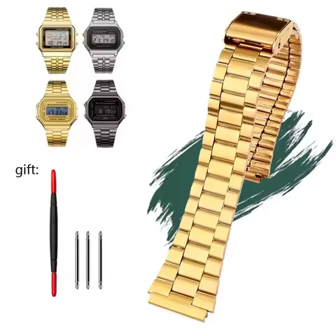 Watch Bands For Casio retro small square A159W-N1 A158WA A168 f91w AE1200 1300 metal stainless steel