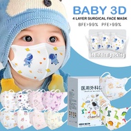 MKBK 30PCS 4 Ply 3D Duckbill Kids Face Mask Child Cartoon Breathable Individual Package 0-12years ol