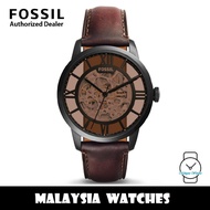 (OFFICIAL WARRANTY) Fossil Men's ME3098 Townsman Skeleton Automatic Dark Brown Leather Watch (2 Year