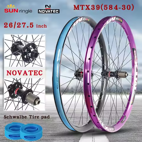 Sunringle Mountain bike wheel set 26/27.5inch MTX39 MTB Aluminum alloy Disc Brake 4 Bearings 8-11S T