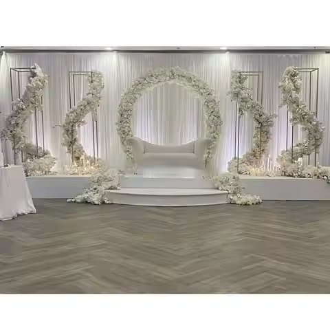 Gold Circle Frame Flower Arches Outdoor Lawn Cake Bar Props Wedding Backdrops Table Centerpieces Geo