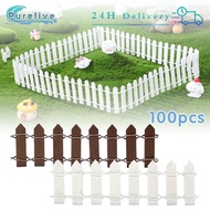 100Pcs Miniature Wooden Garden Fence Miniature Minimalist Home Fence Garden Fence Ornament