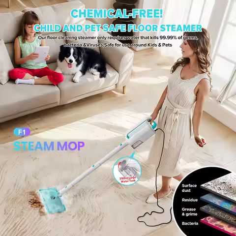 YISORA F1 Steam Mop, 1200W 23FT Power Cable Detachable Steam Cleaner Mop for Home Cleaning