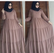 lena maxi ceruty bebydoll rompi / gamis syarii rompi salur terbaru/ gamis ceruty bebydoll susun