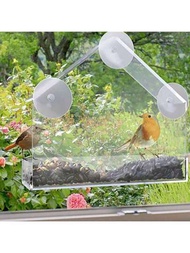 1入組吸盤鳥籠鳥飼料器,寵物用品透明掛在牆壁上的鳥籠