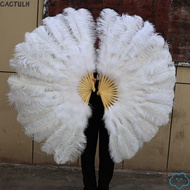 CACTULH Handheld Fur Fan, Big Red Ostrich 12 Bones Folding Fan, 30*52cm 35*60cm Runway  Props Perfor