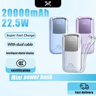 【CCC】22.5W fast-charging power bank A small and convenient power bank with a 20000mah built-in cable
