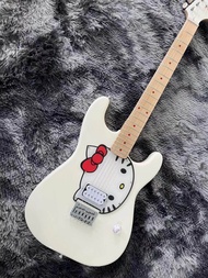 กีต้าร์ไฟฟ้าสตราโตแคสเตอร์ Squier สีขาวลาย Fender Hello Kitty