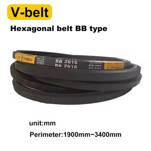 V-belt hexagonal belt Length BB1900-BB3400 Rubber drive belt Hexagonal belt