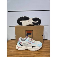 [Qingda Yihong] FILA Women's Daddy Shoes Retro Jogging White/Gray/Blue 5J306Y-132