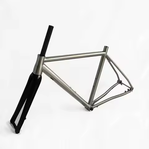 Titanium Alloy Gravel Road Bike Frame with Flat Mount Disc Brake 700C Gr9 Thru Axle Dropout Wholesal