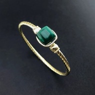 孔雀石手鐲，紫銅礦銀手鐲，天然孔雀石，天然紫銅礦