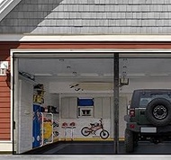 Garage Door Screen For 1 Car 14x7FT, Magnetic Screen Garage with Retractable Fiberglass Mesh and Hea