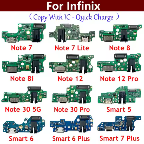 USB Charge Port Dock Connector Charging Board Flex Cable For infinix Note 7 8 8i 12 30 40 Pro 5G Sma