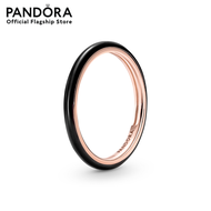 Pandora 14k Rose gold-plated ring with black enamel