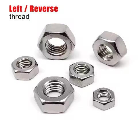 5/10/50pcs Left Hand Thread M3 M4 M5 M6 M8 M10 M12 DIN934 304 A2-70 Stainless Steel Reverse Opposite