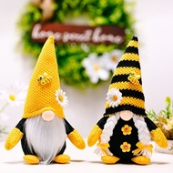 2 Pcs Bumble Bee Gnomes Plush Decorations Swedish Tomte Nisse Doll Gonk Sunflower Gnome Tiered Tray 