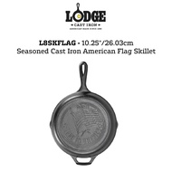 L8SKFLAG - Lodge Seasoned Cast Iron American Flag Skillet (10.25"/26.03cm), Made in Tennessee, USA