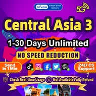 Central Asia 3 countries  eSIM 5G High speed 3-30 days 1GB-30GB Unlimited data  eSIM Card