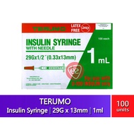 TERUMO INSULIN SYRINGE 1.0ML WITH NEEDLE 29G X 1/2" (0.33 X 13MM) 100S (CODE SS*10M2913KS)