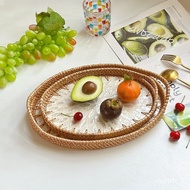 Vietnam Rattan Color Shell Snack Fruit Plate Decoration Decoration Jewelry Storage Tray Decoration Tray Tea Storage Tray